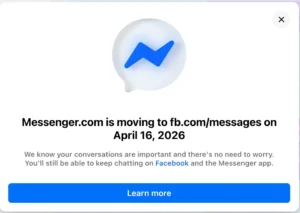 A Meta hivatalos bejelentése a messenger.com leállásáról 2026 áprilisában